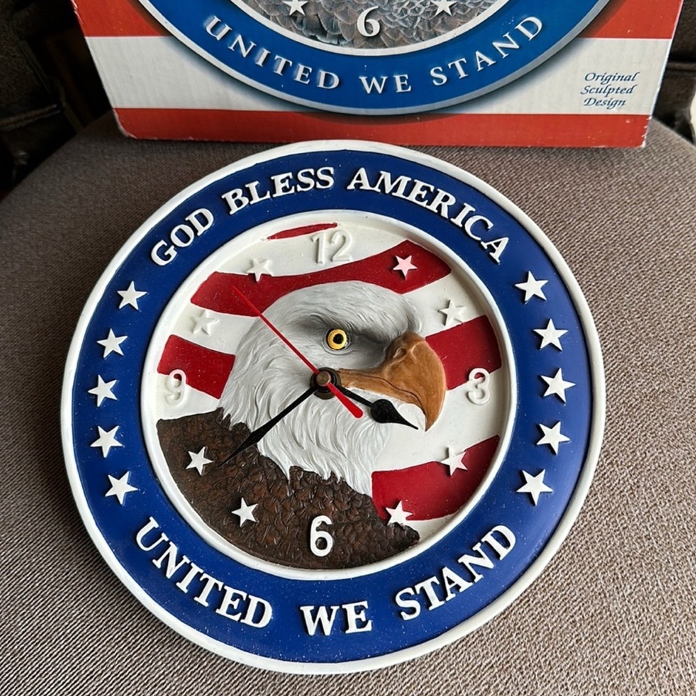 Patriotic Wall Clock with Eagle Design